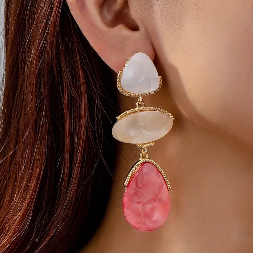 🌸Geometric oval Drop earrings